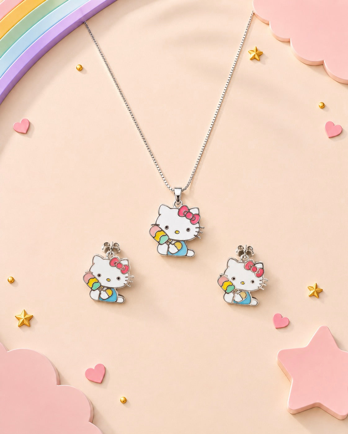 Rainbow Kitty Set 925 sterling silver meera jaipur