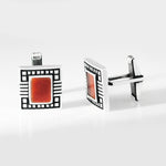 Rami Red Mens Silver Cuff Link - 925 Silver Jewellery Meera Jaipur