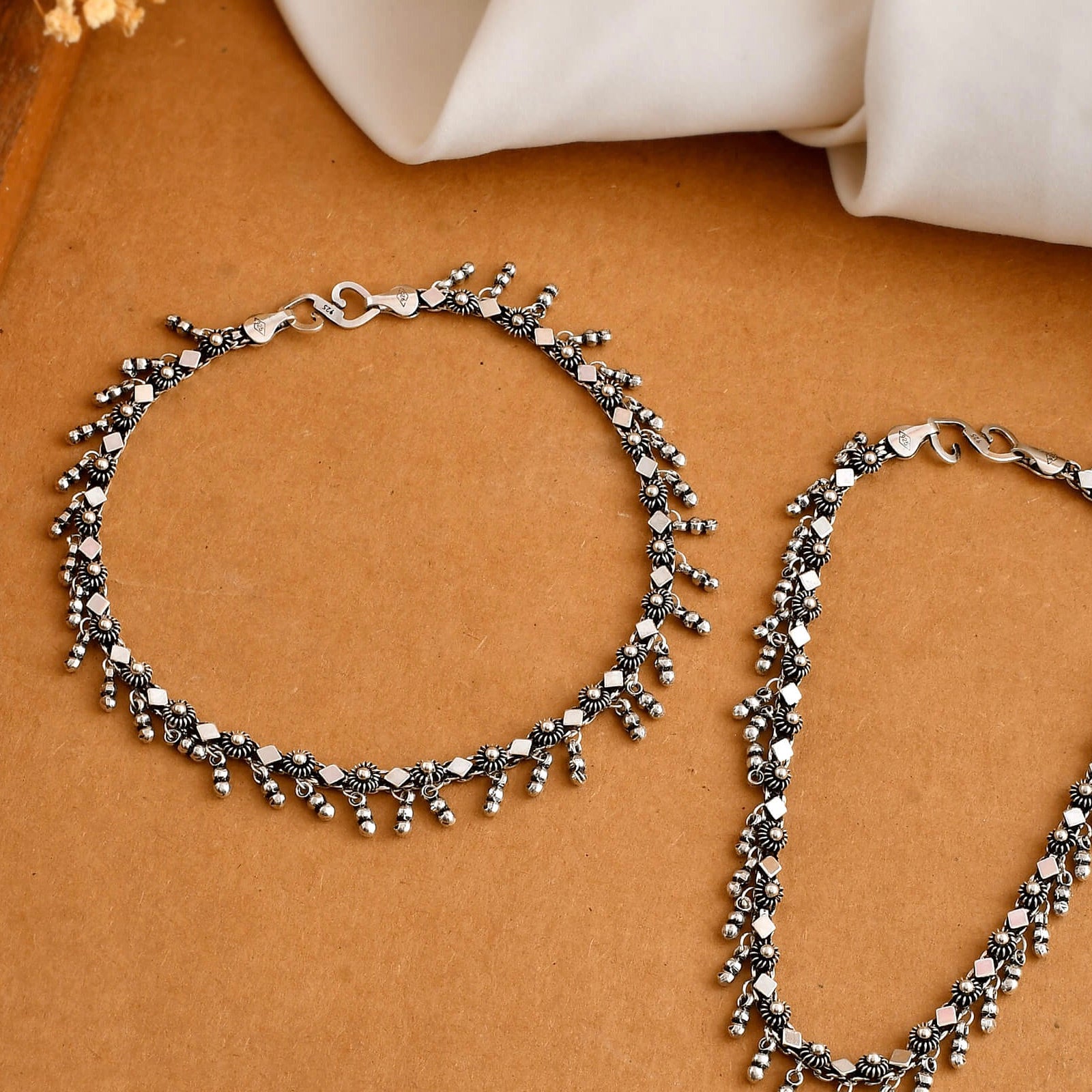 Rimjhim Silver Anklets - 925 Silver Jewellery Meera Jaipur