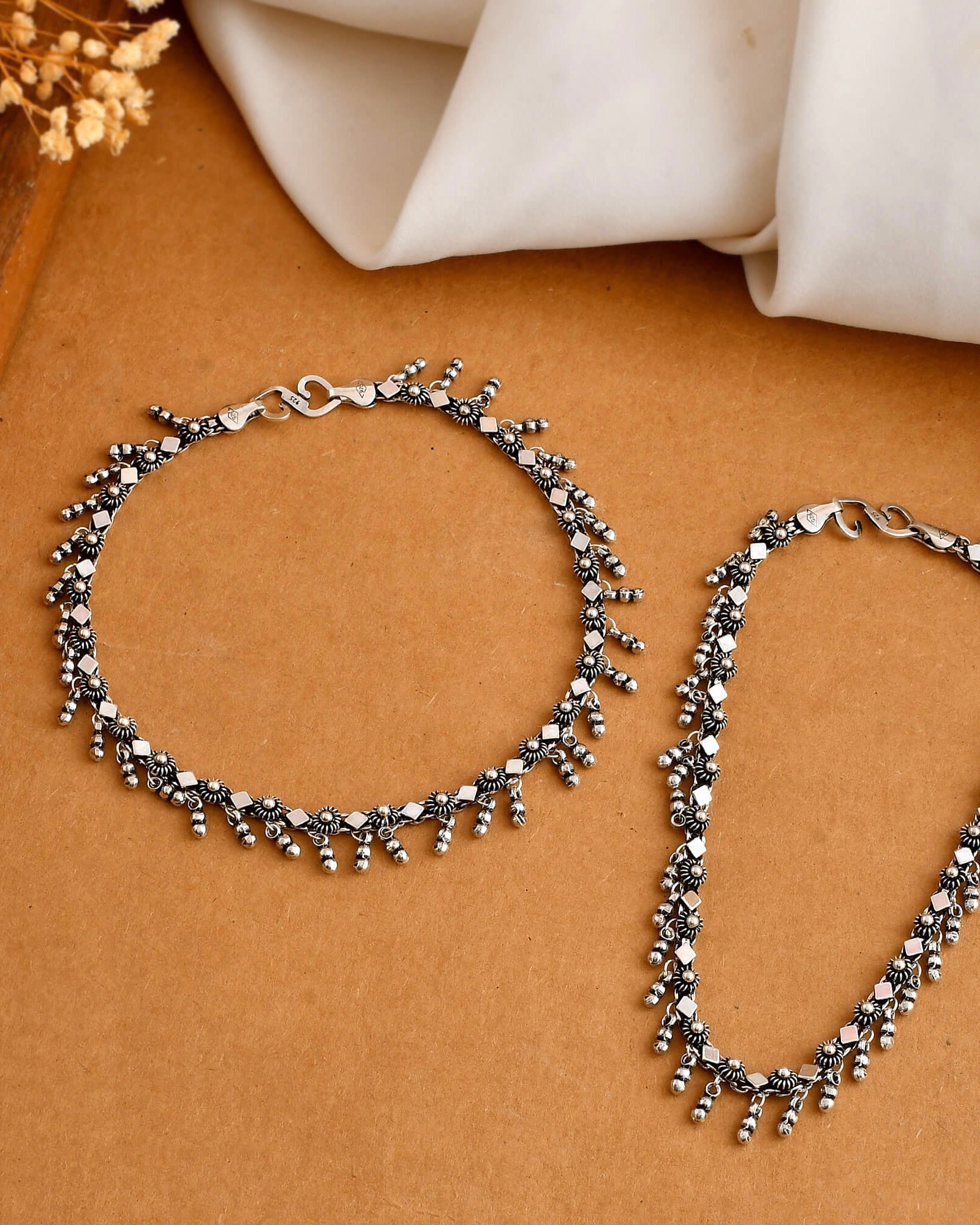 Rimjhim Silver Anklets - 925 Silver Jewellery Meera Jaipur