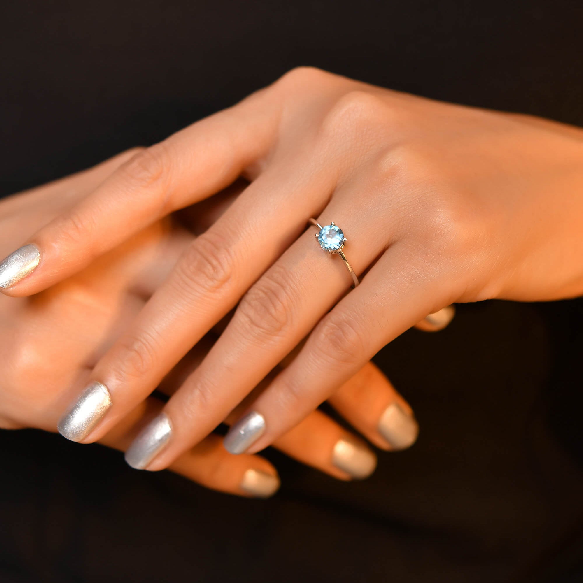 Round BT silver ring - 925 Silver Jewellery Meera Jaipur