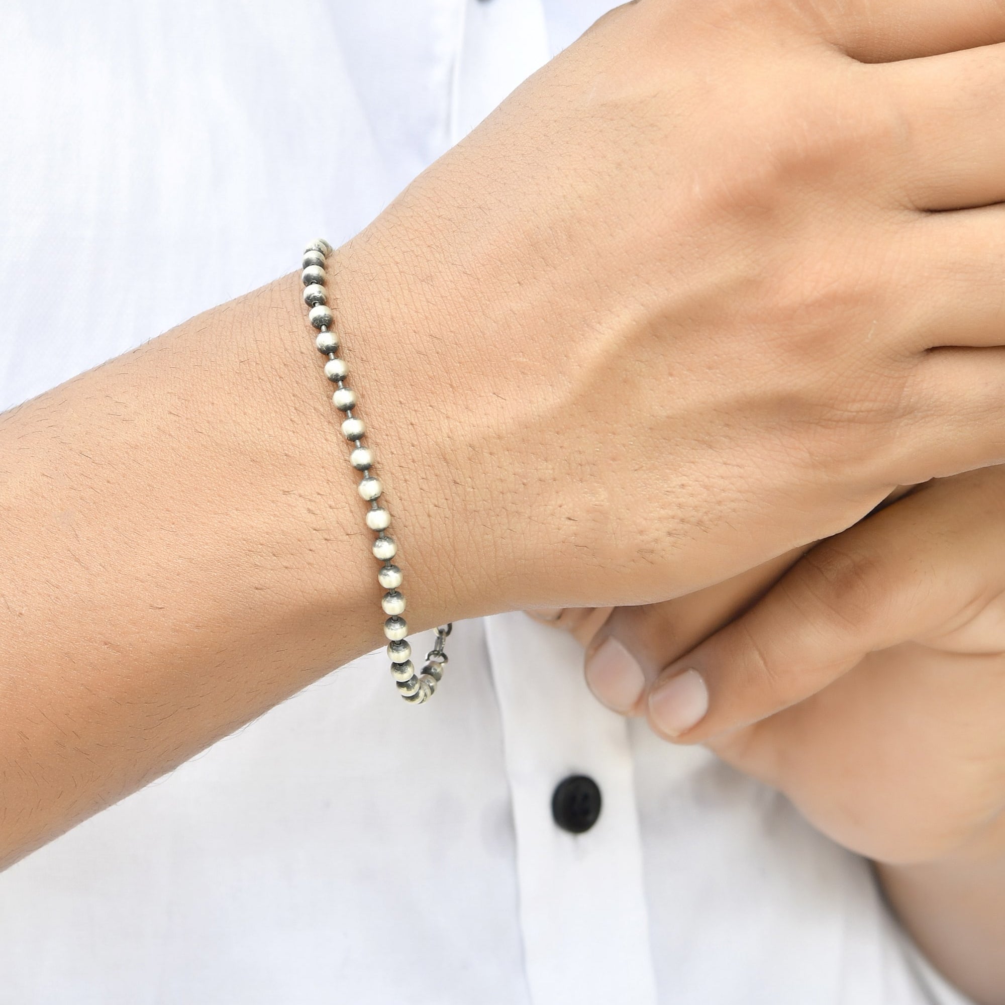 Round ball silver bracelet - 925 Silver Jewellery Meera Jaipur