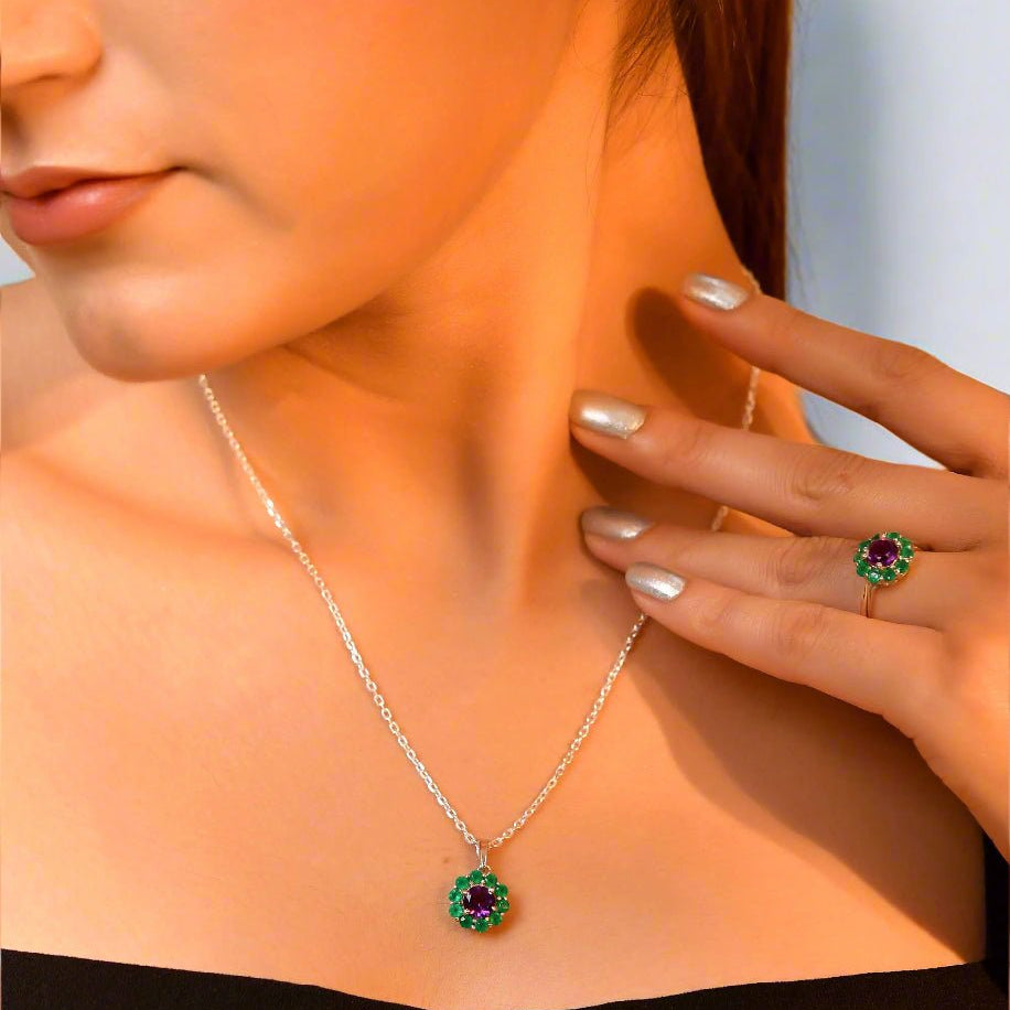 Royal Bloom Silver Set - 925 Silver Jewellery Meera Jaipur
