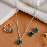 Royal Bloom Silver Set - 925 Silver Jewellery Meera Jaipur