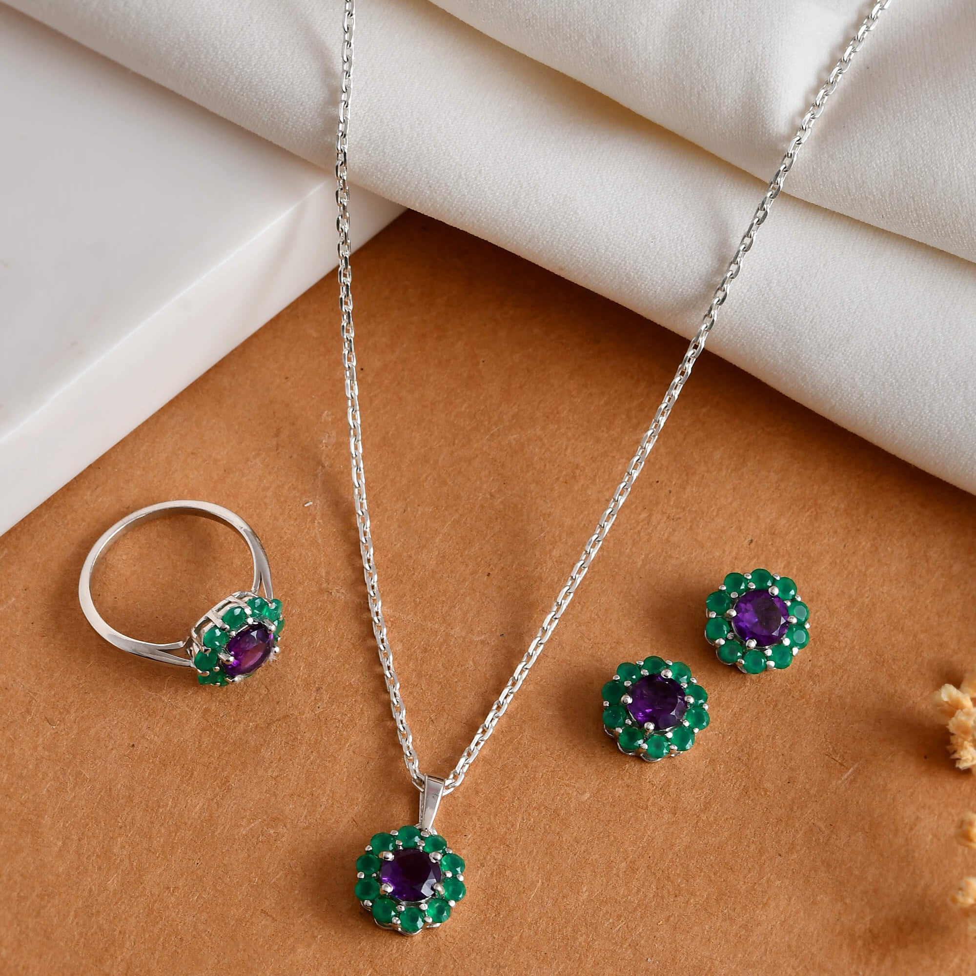 Royal Bloom Silver Set - 925 Silver Jewellery Meera Jaipur