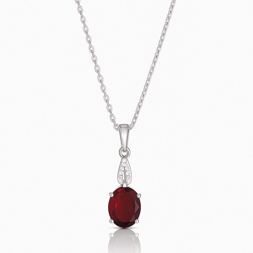 Ruby Drop Pendant - 925 Silver Jewellery Meera Jaipur