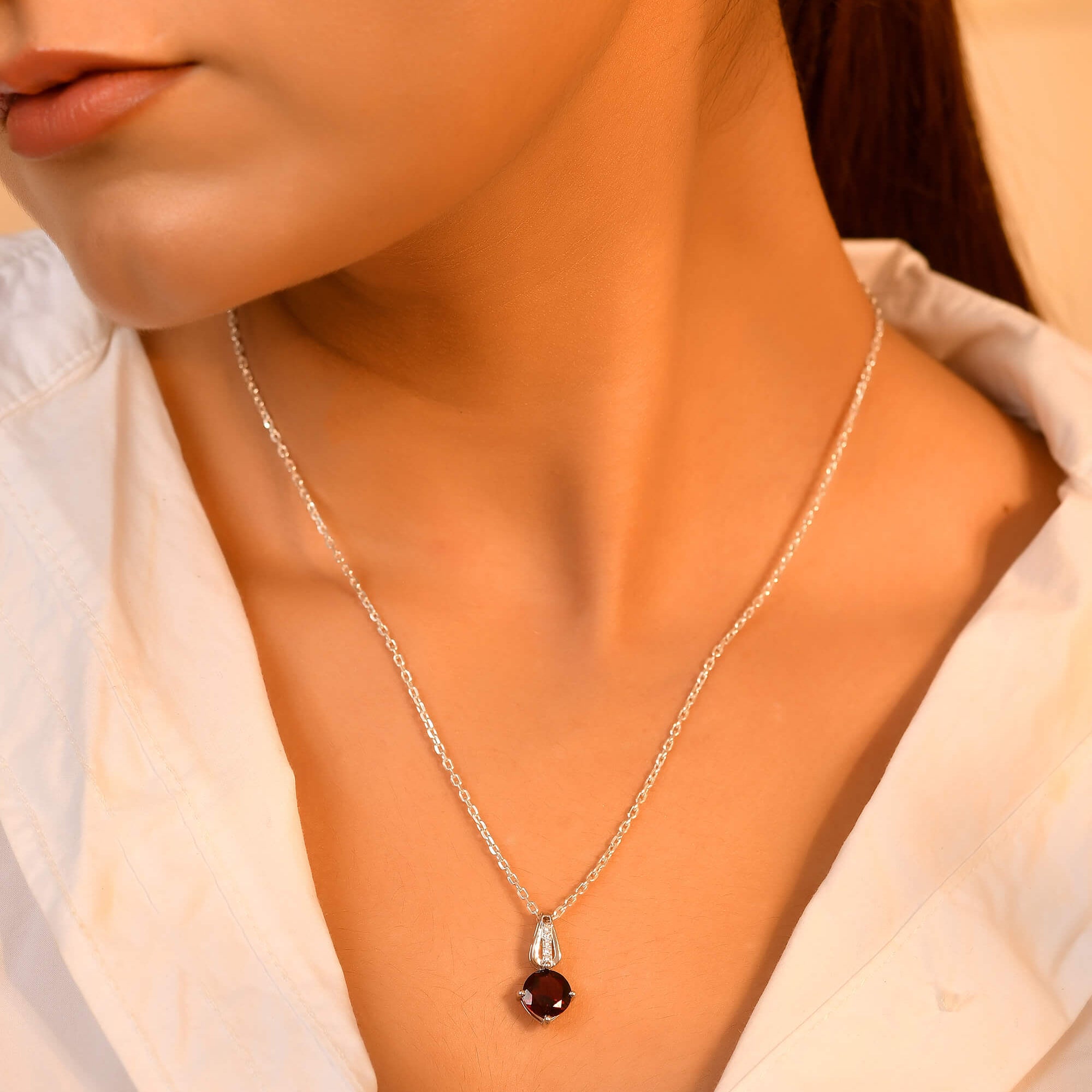 Ruby Drop Pendant - 925 Silver Jewellery Meera Jaipur