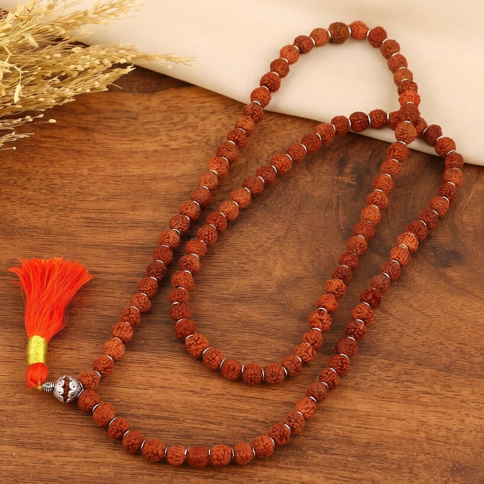 Rudraksha beads Jap Mala - Real Rudraksha 925 sterling silver meera jaipur