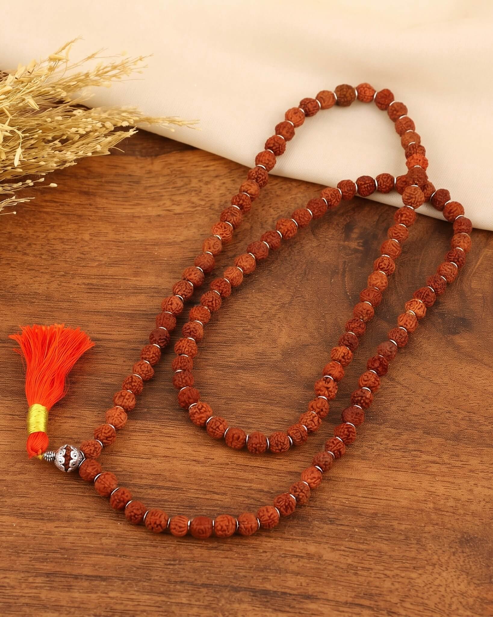 Rudraksha beads Jap Mala - Real Rudraksha 925 sterling silver meera jaipur