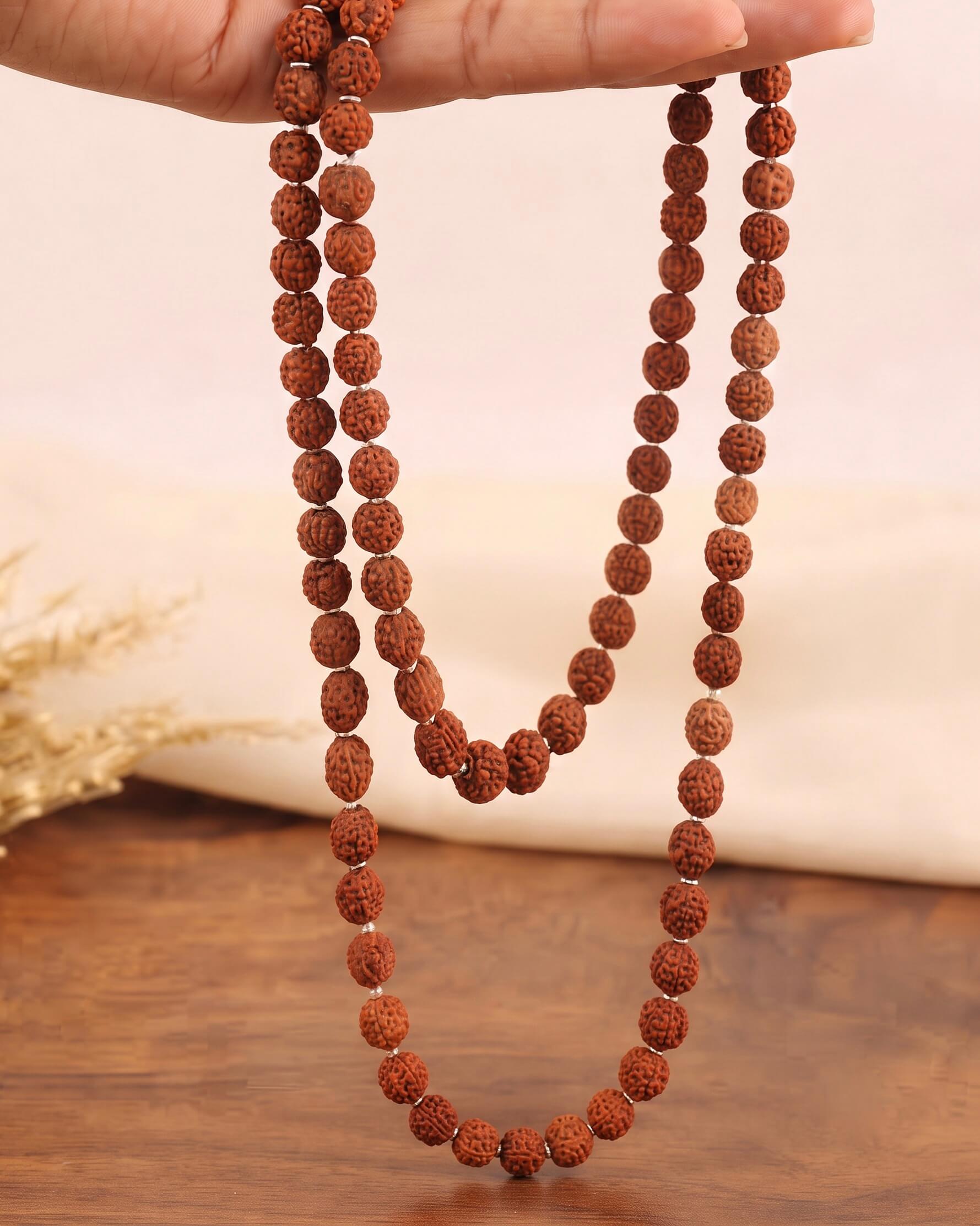 Rudraksha beads Jap Mala - Real Rudraksha 925 sterling silver meera jaipur