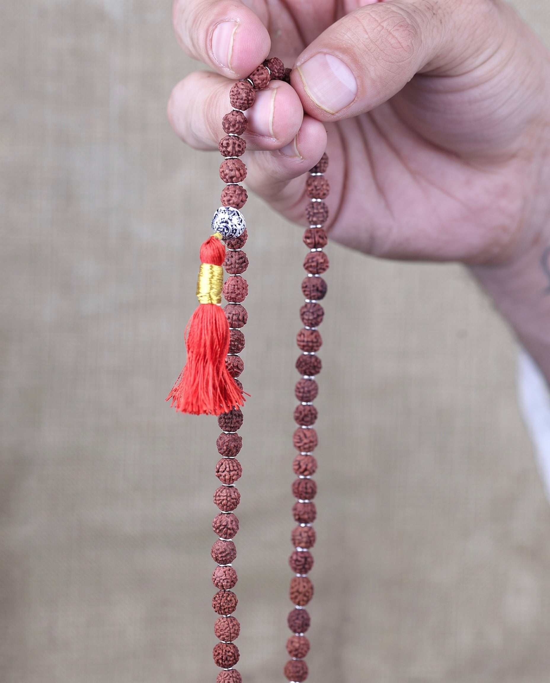 Rudraksha beads Jap Mala - Real Rudraksha 925 sterling silver meera jaipur