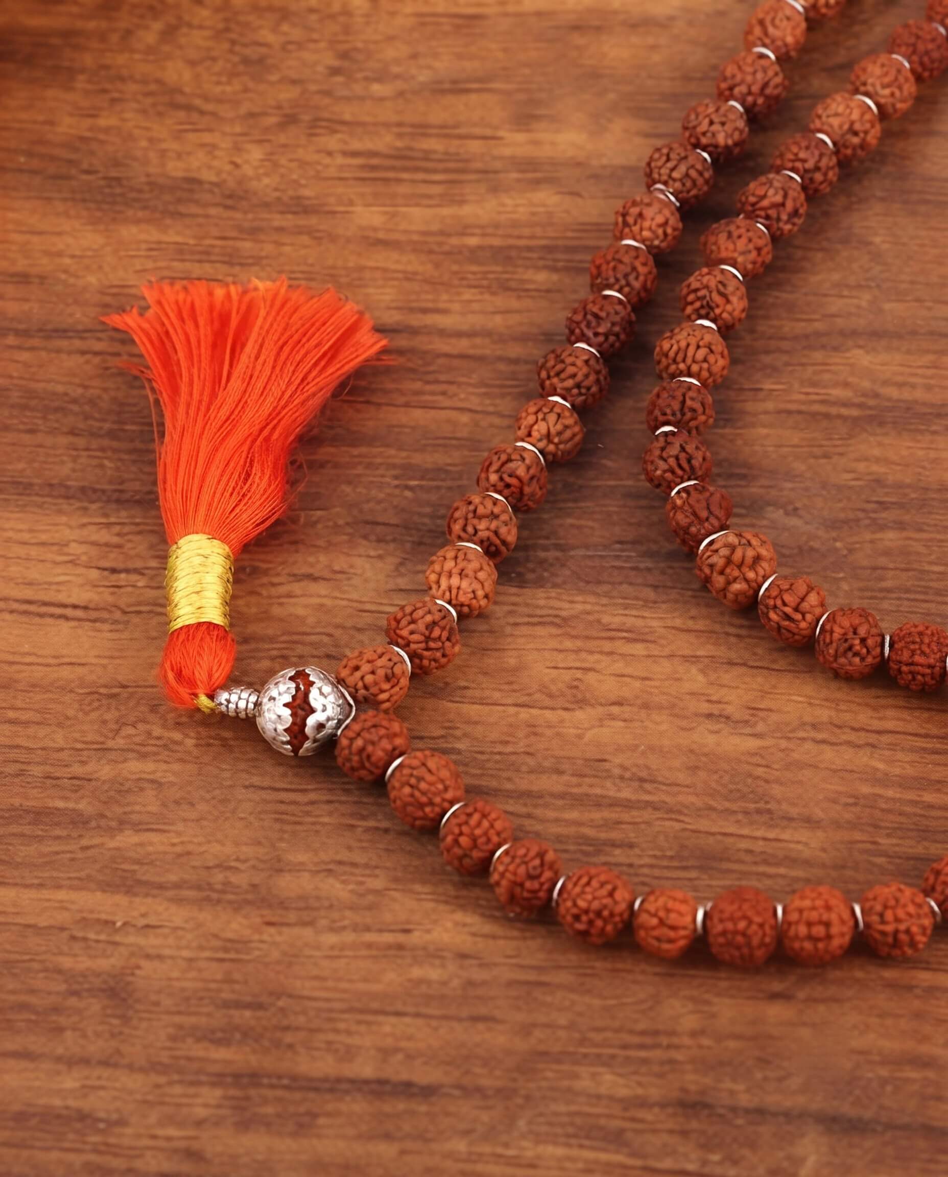 Rudraksha beads Jap Mala - Real Rudraksha 925 sterling silver meera jaipur