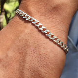 Mens silver cuban chain bracelet