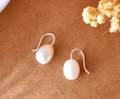 Pearl silver studs - 925 Silver Jewellery Meera Jaipur