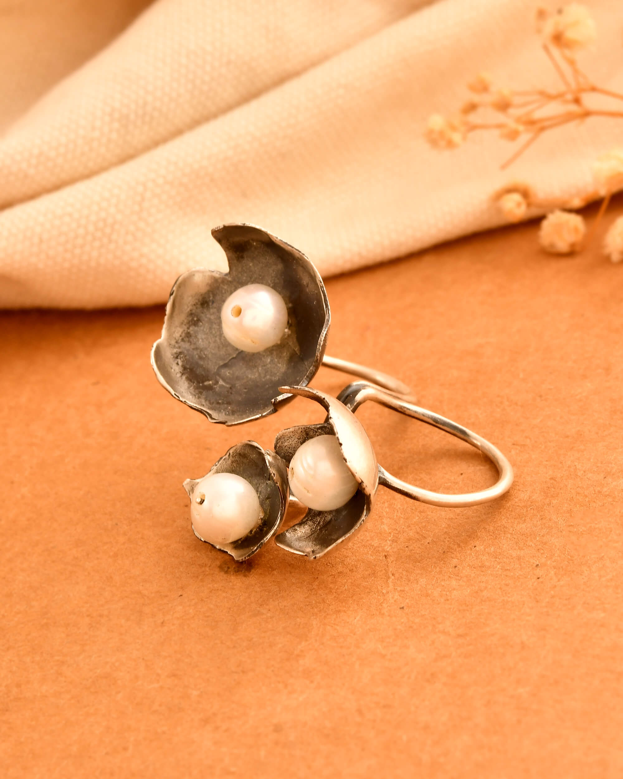 Seap SIlver Ring with Pearl - 925 Silver Jewellery Meera Jaipur