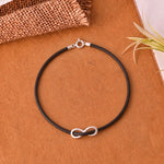 Silver Infinity Black Cord Bracelet 925 sterling silver meera jaipur
