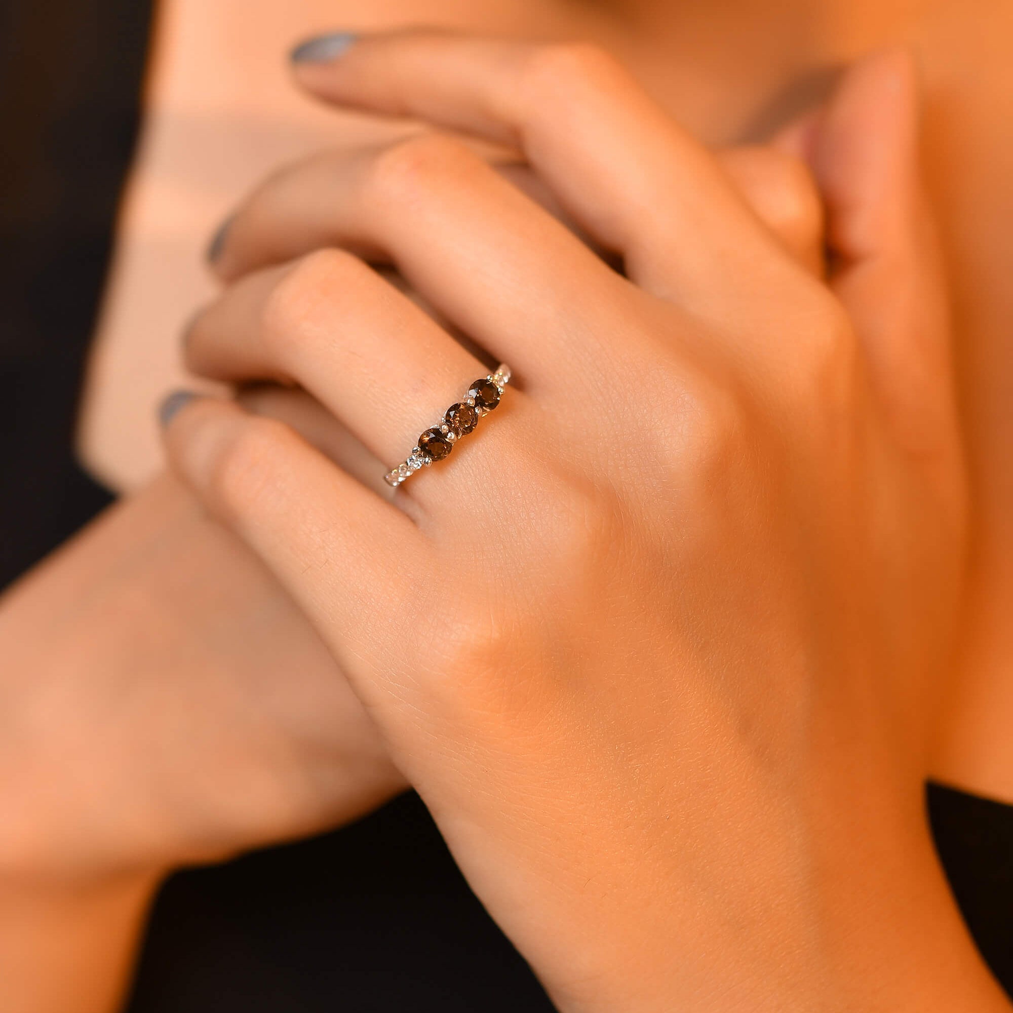 Smoky Silver ring - 925 Silver Jewellery Meera Jaipur