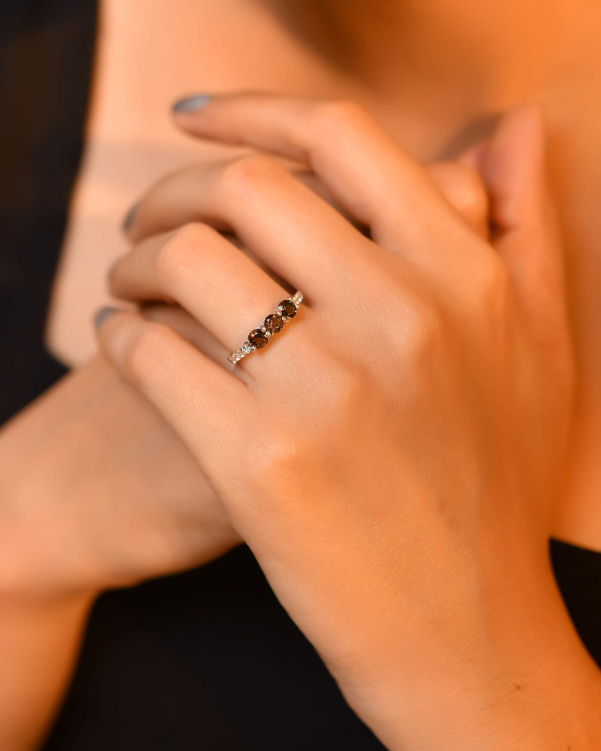 Smoky Silver ring - 925 Silver Jewellery Meera Jaipur