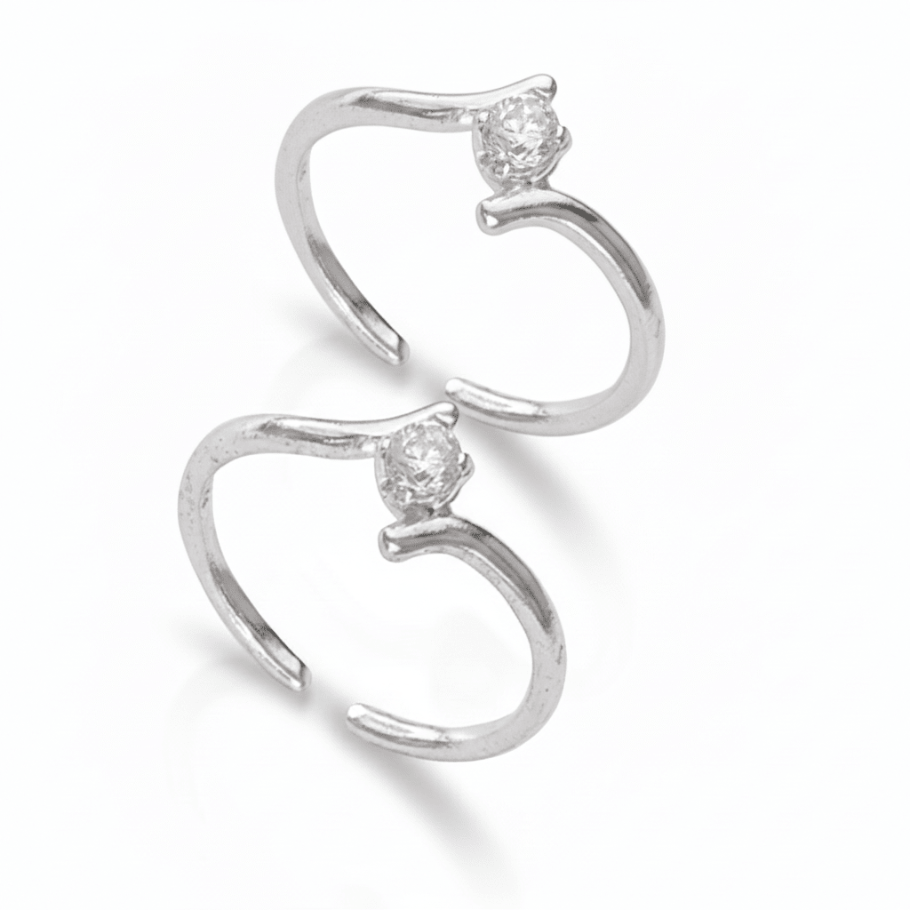 Solitaire Shine Toe Ring - 925 Silver Jewellery Meera Jaipur