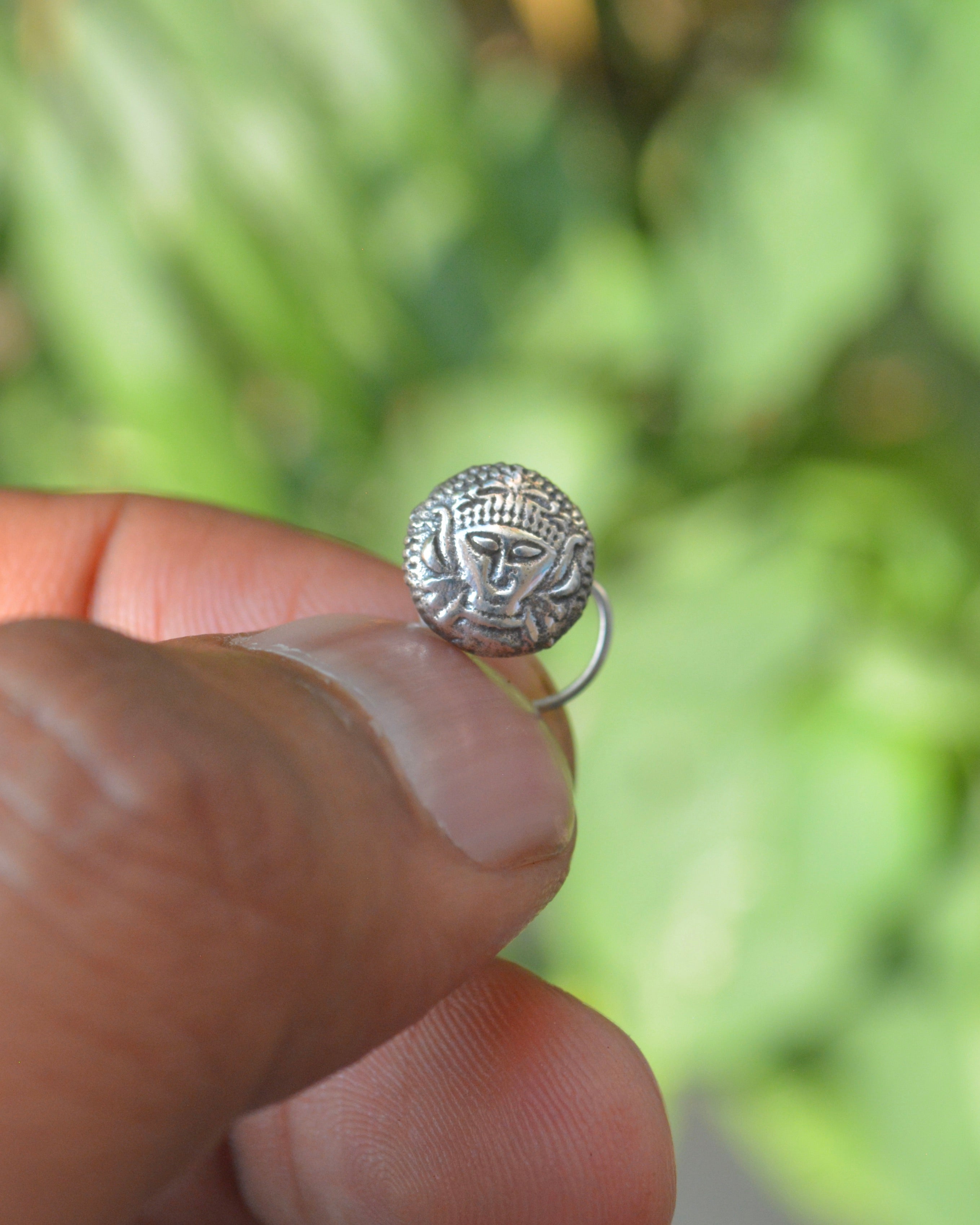 Tribal Face Nose Pin - 925 Silver Jewellery Meera Jaipur