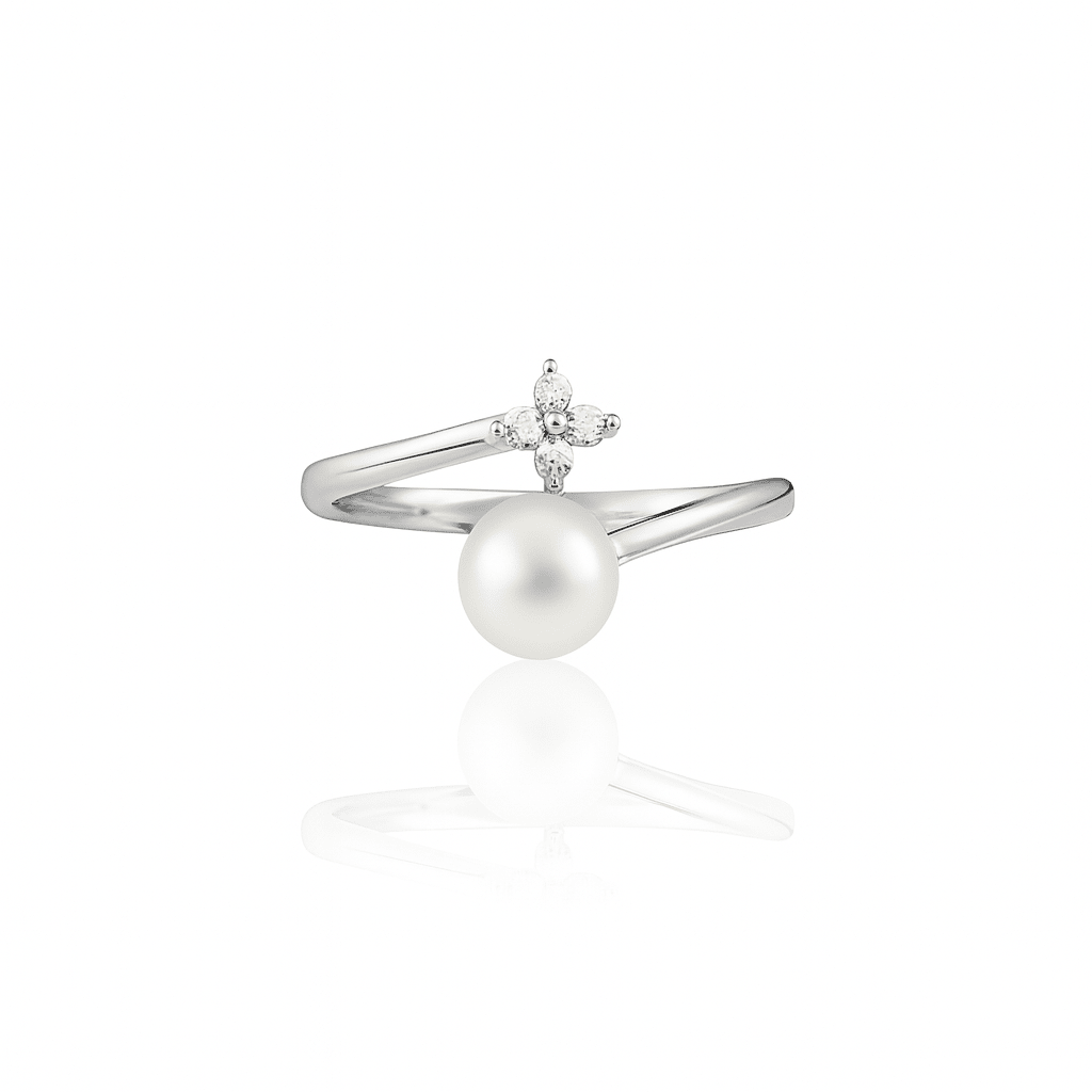 Trinity silver pearl ring - 925 Silver Jewellery Meera Jaipur