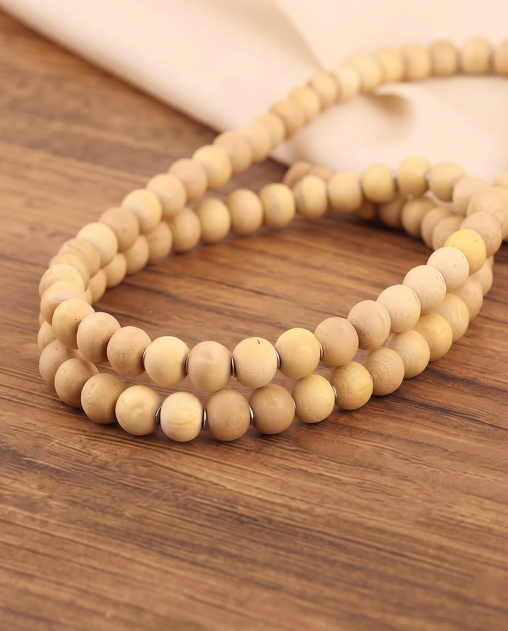 Tulsi Beads Jap Mala - Natural Tulsi 925 sterling silver meera jaipur