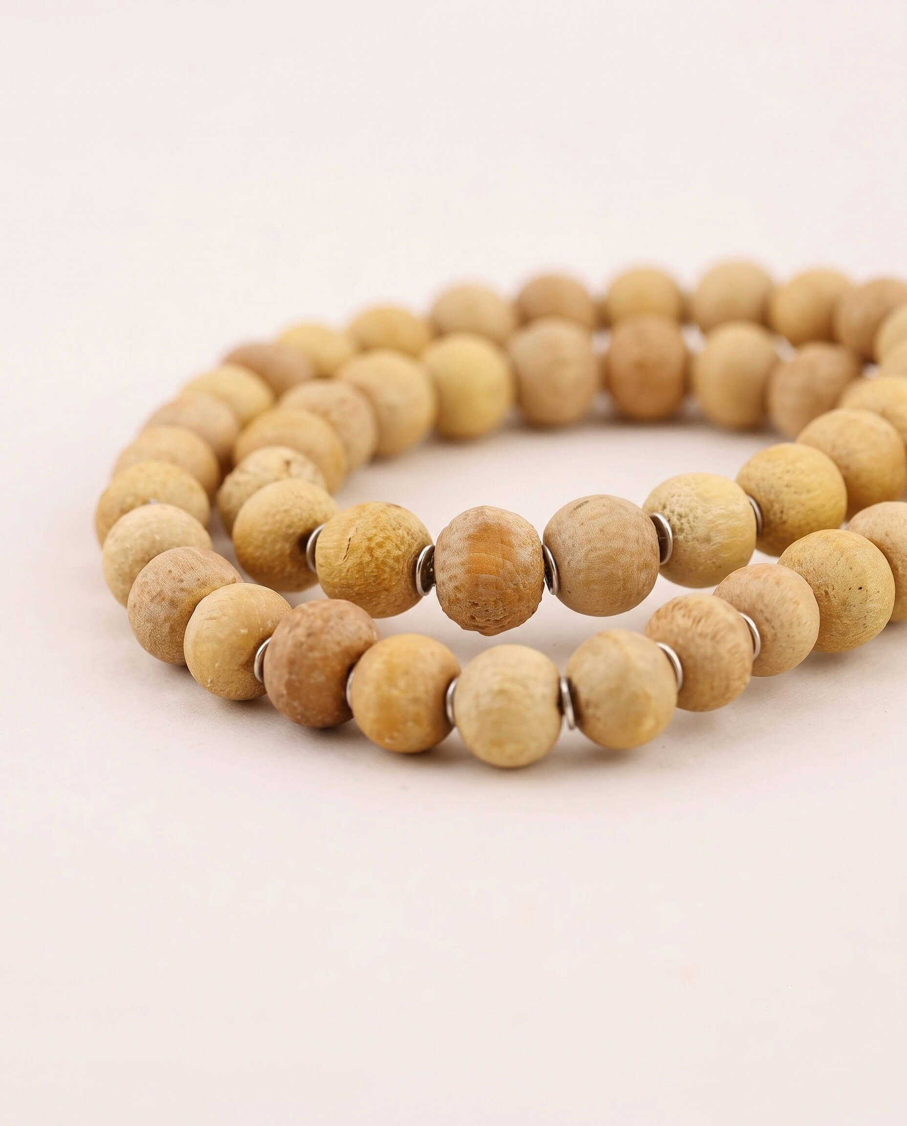Tulsi Beads Jap Mala - Natural Tulsi 925 sterling silver meera jaipur 