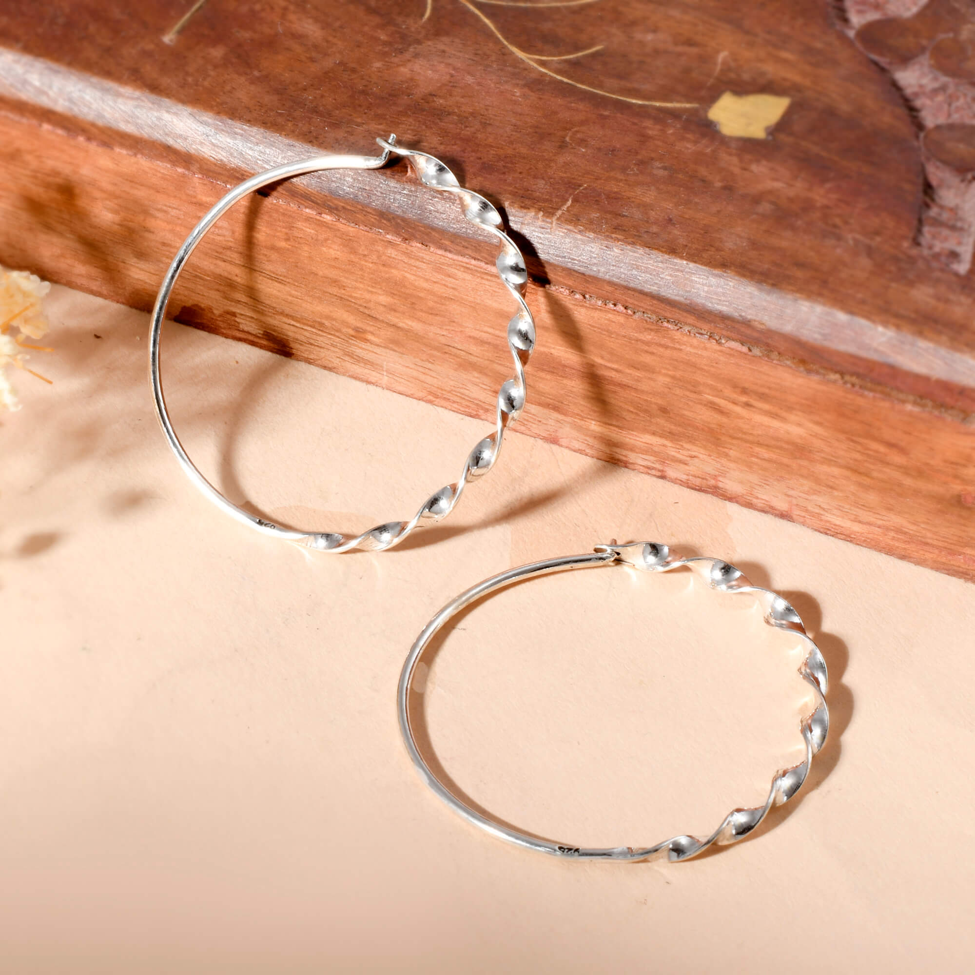 Twisted silver hoops - 925 Silver Jewellery Meera Jaipur
