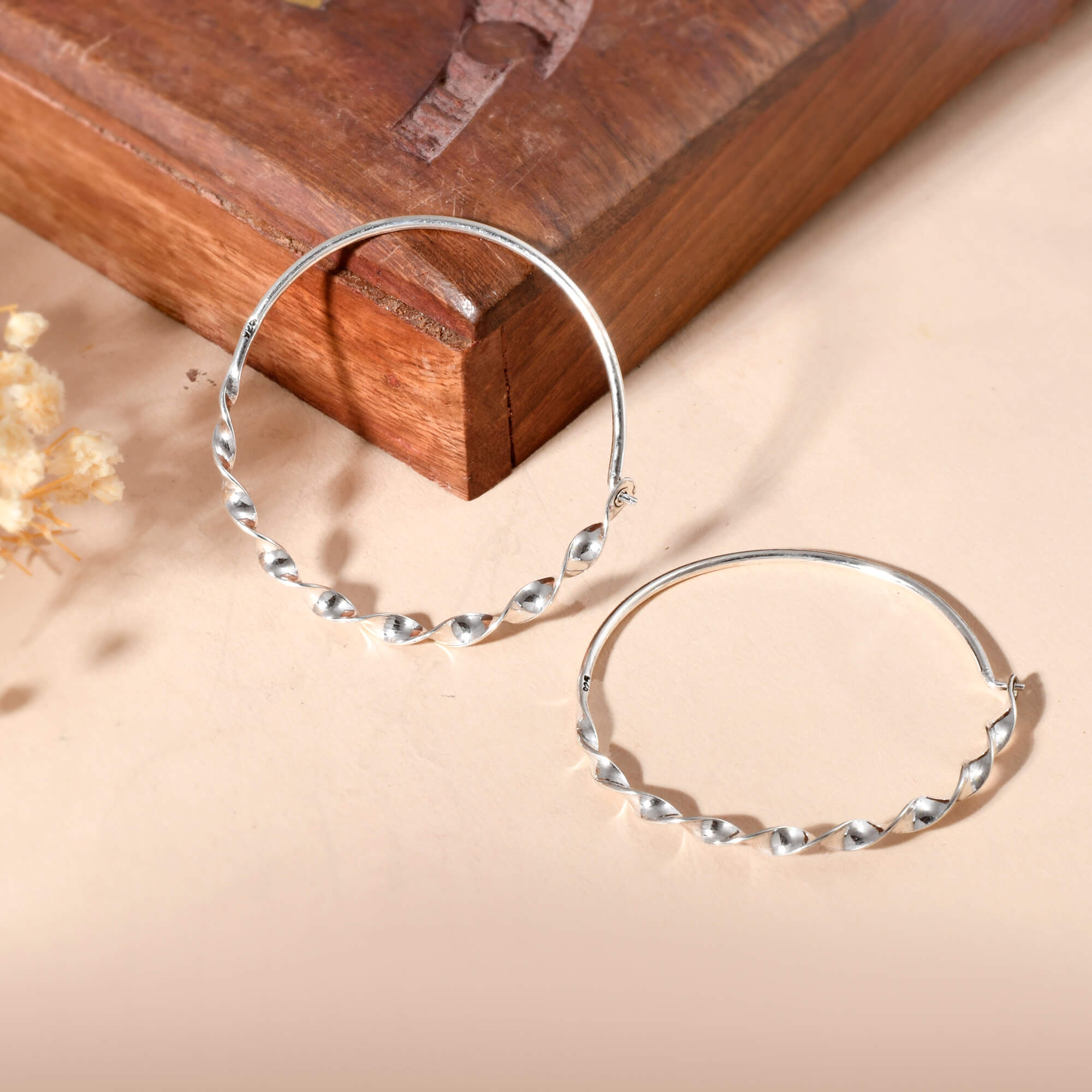 Twisted silver hoops - 925 Silver Jewellery Meera Jaipur