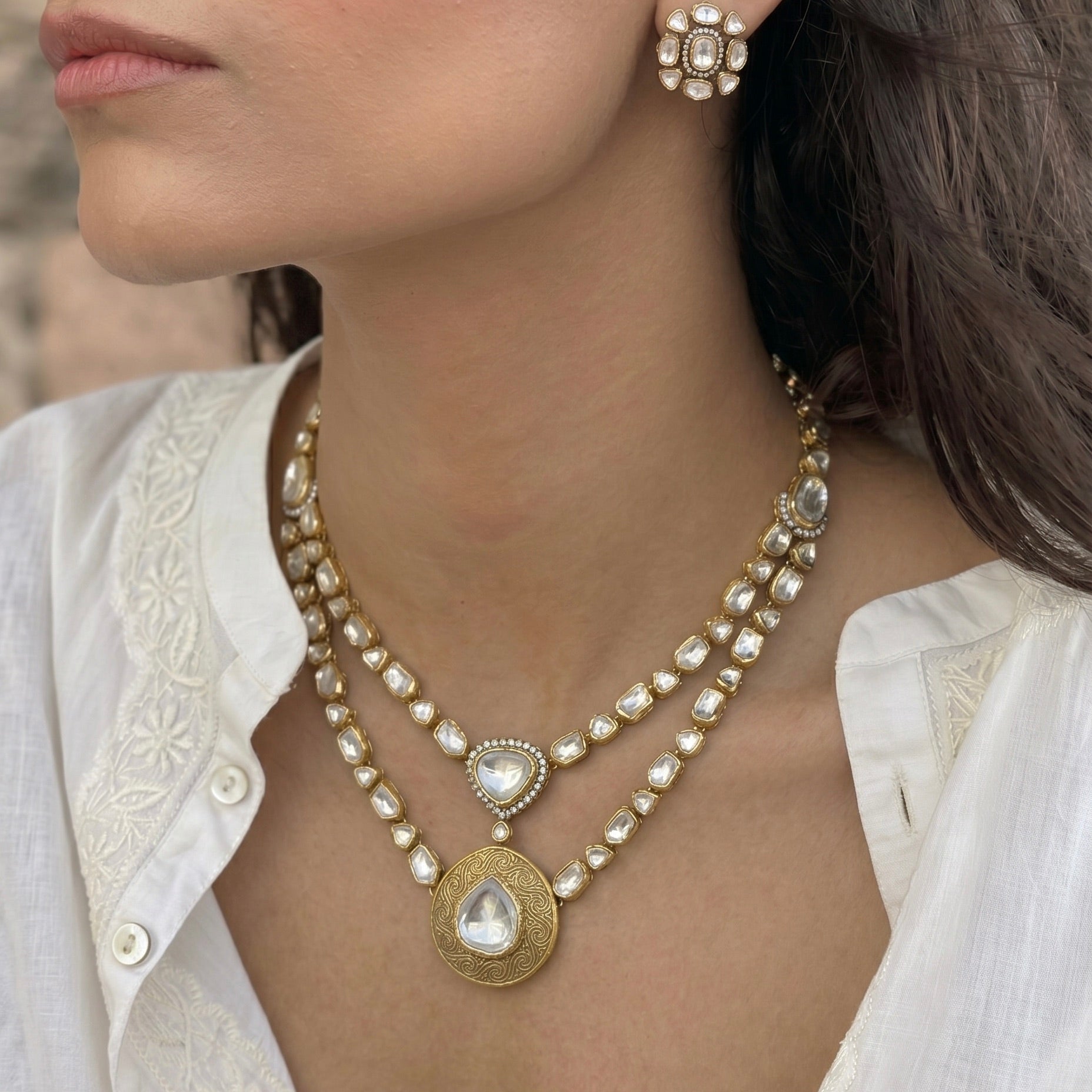Virasat Silver Necklace Set 925 sterling silver meera jaipur