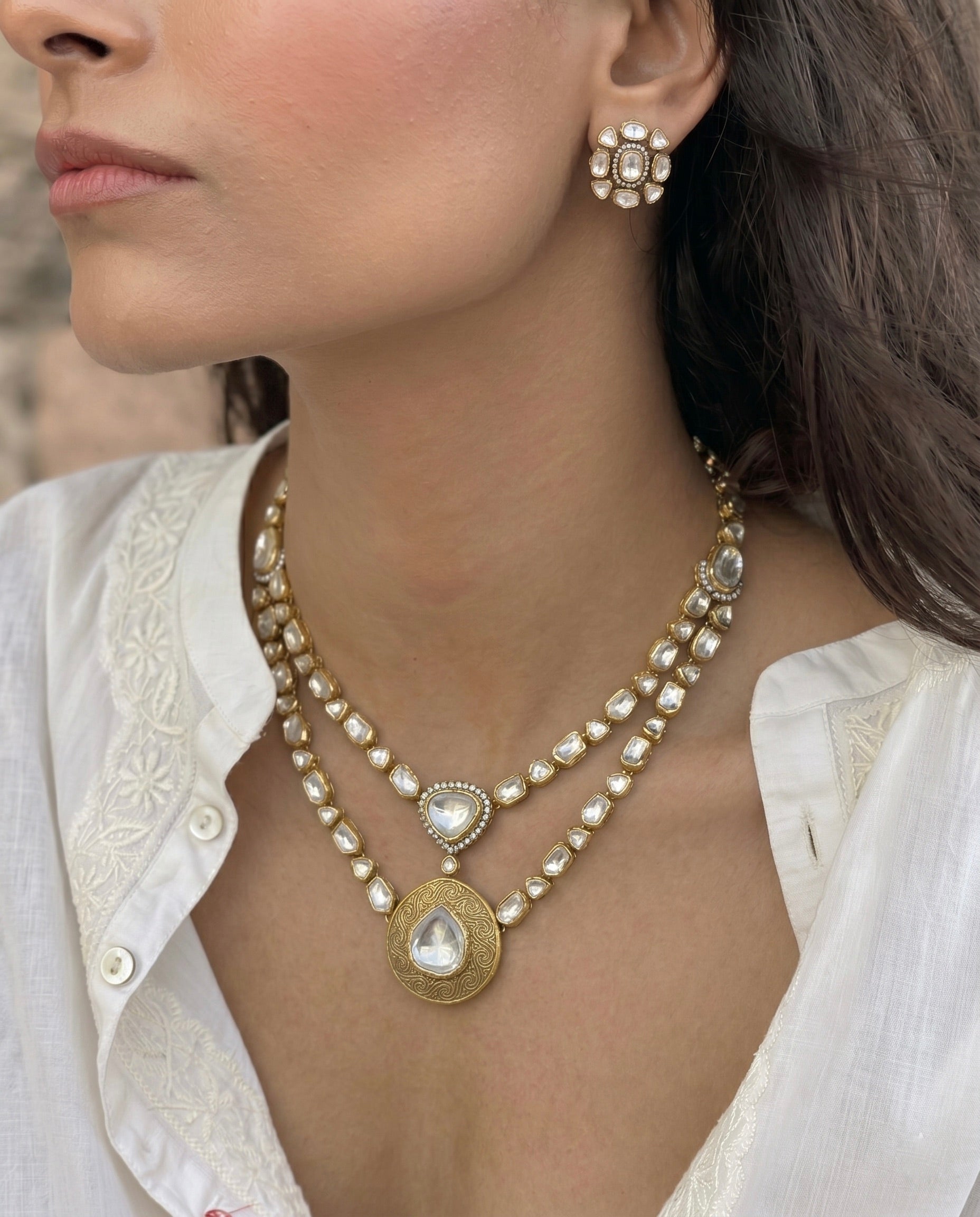 Virasat Silver Necklace Set 925 sterling silver meera jaipur