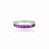 Princes cut amethyst silver ring