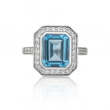 Emerald cut BT silver ring