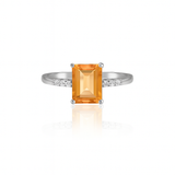 Emerald cut citrine silver ring