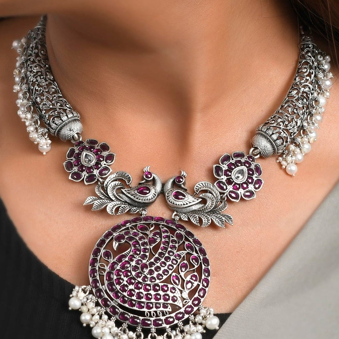 Siya Pure Silver Necklace - 925 Silver Jewellery Meera Jaipur
