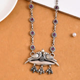 Red stone Parrot Silver Necklace