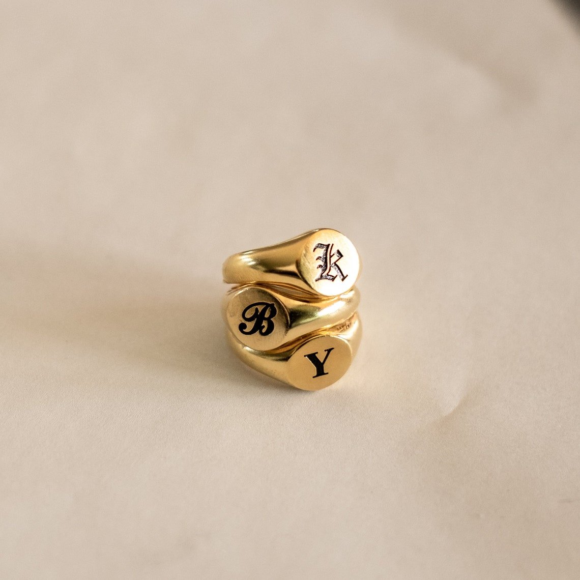 Engraved Initial Ring - 925 Silver Jewellery Meera Jaipur
