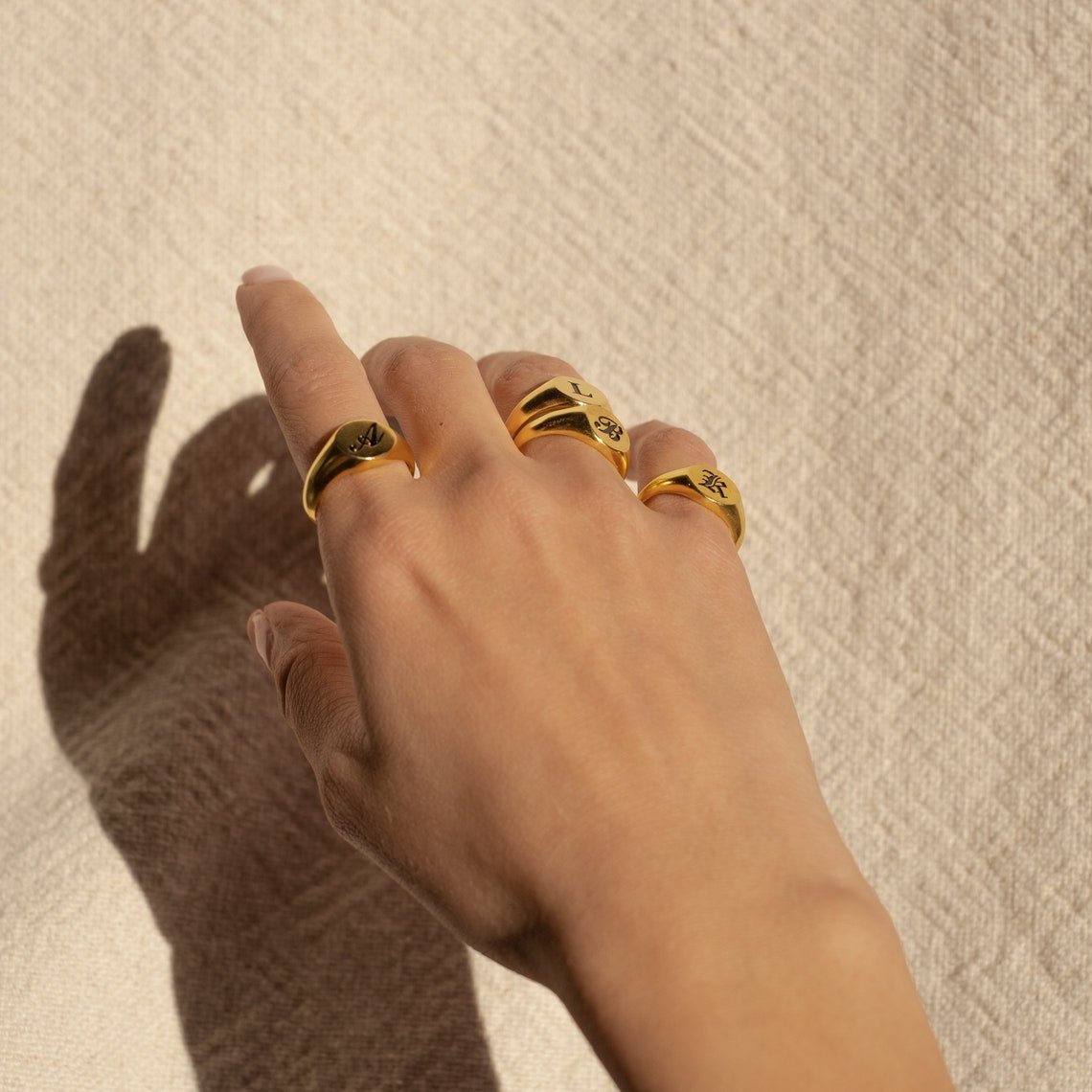 Engraved Initial Ring - 925 Silver Jewellery Meera Jaipur