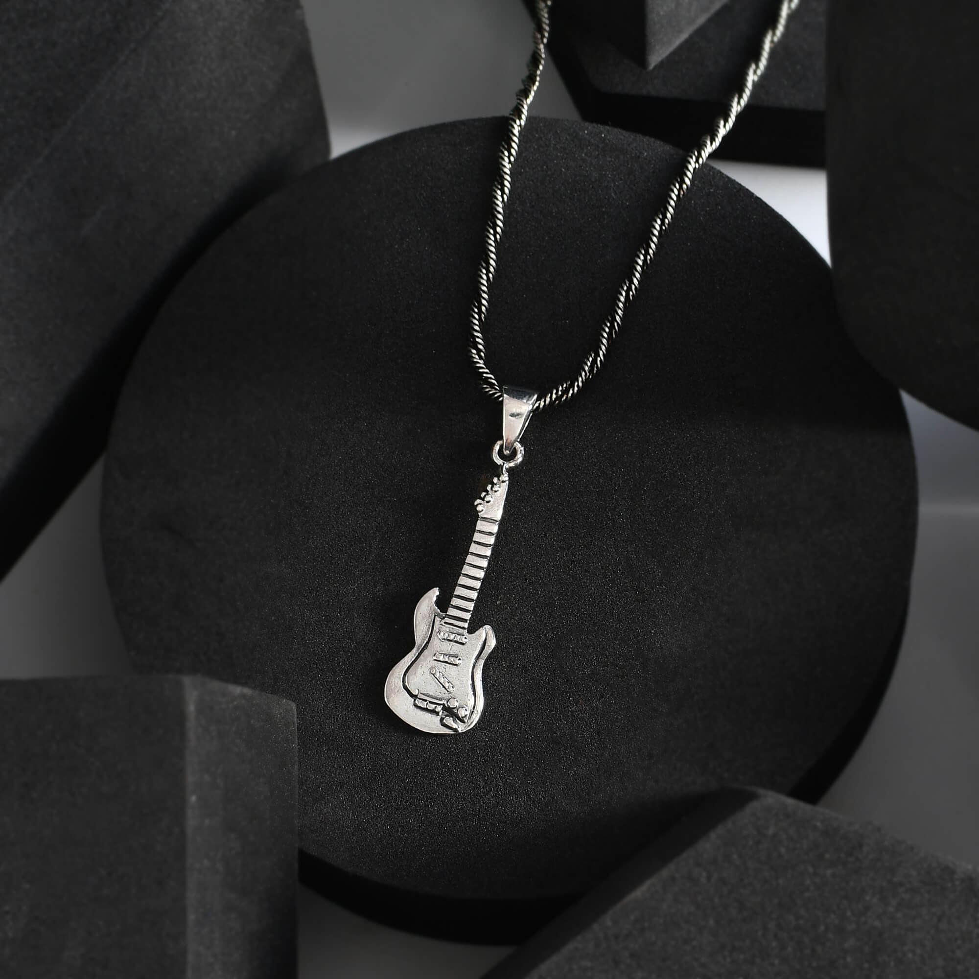 Guitar Silver Pendant - 925 Silver Jewellery Meera Jaipur