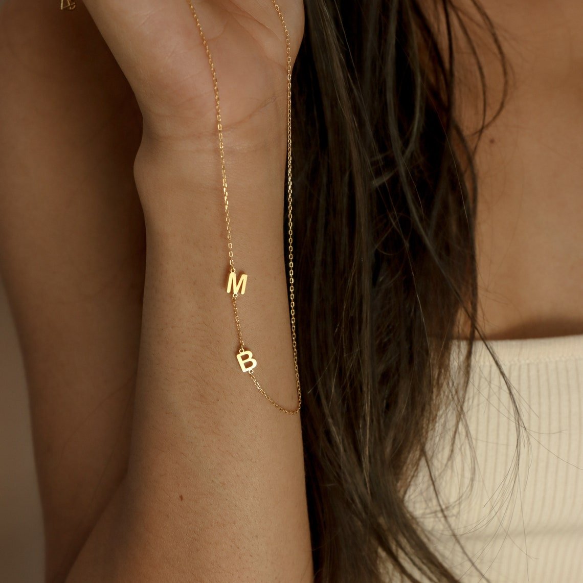 Initial Side Letter Necklace - 925 Silver Jewellery Meera Jaipur