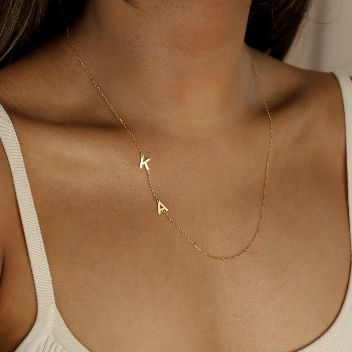 Initial Side Letter Necklace - 925 Silver Jewellery Meera Jaipur